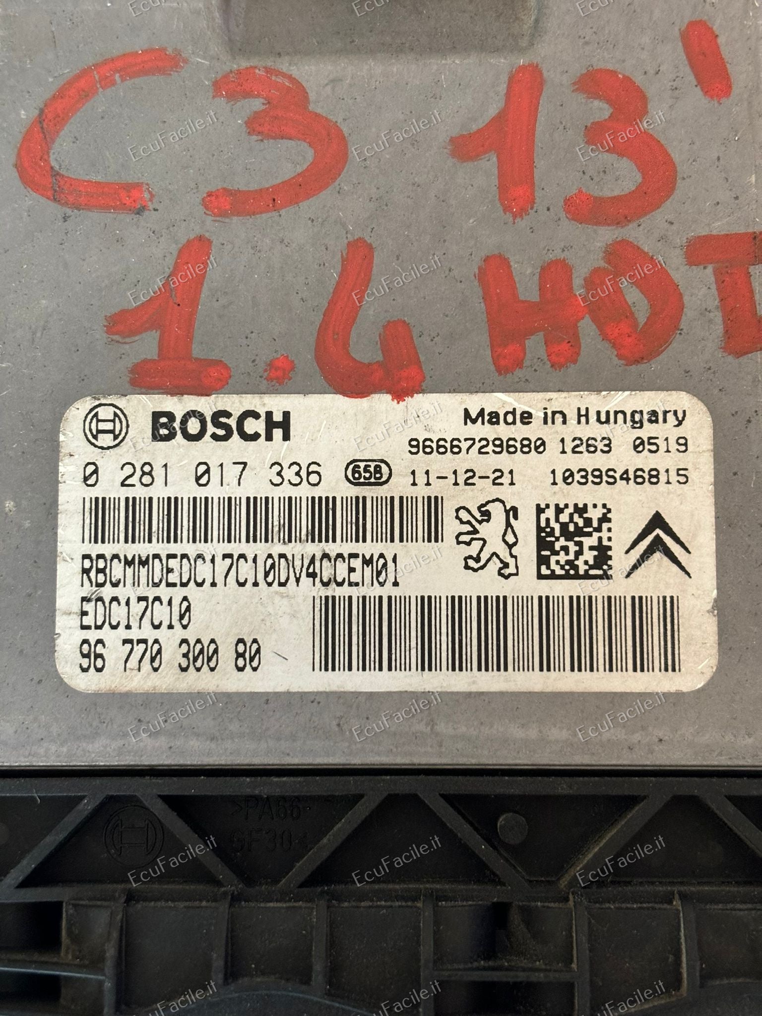 ECU C3 MK2 1.4D PEUGEOT 207 0281017336 9677030080 EDC17C10