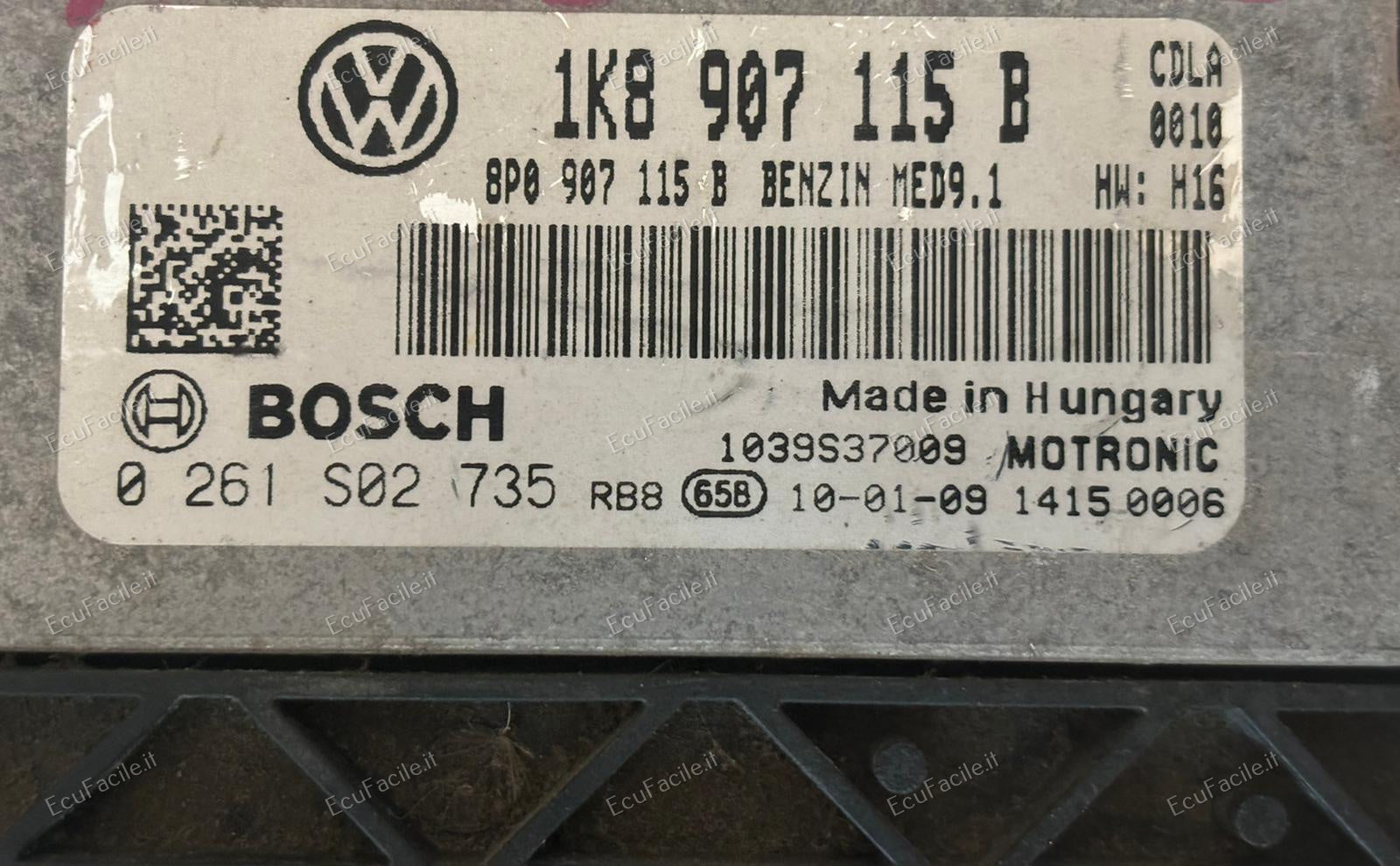 ECU VW SCIROCCO 2.0 TURBO 0261S02735 1K8907115B MED9.1