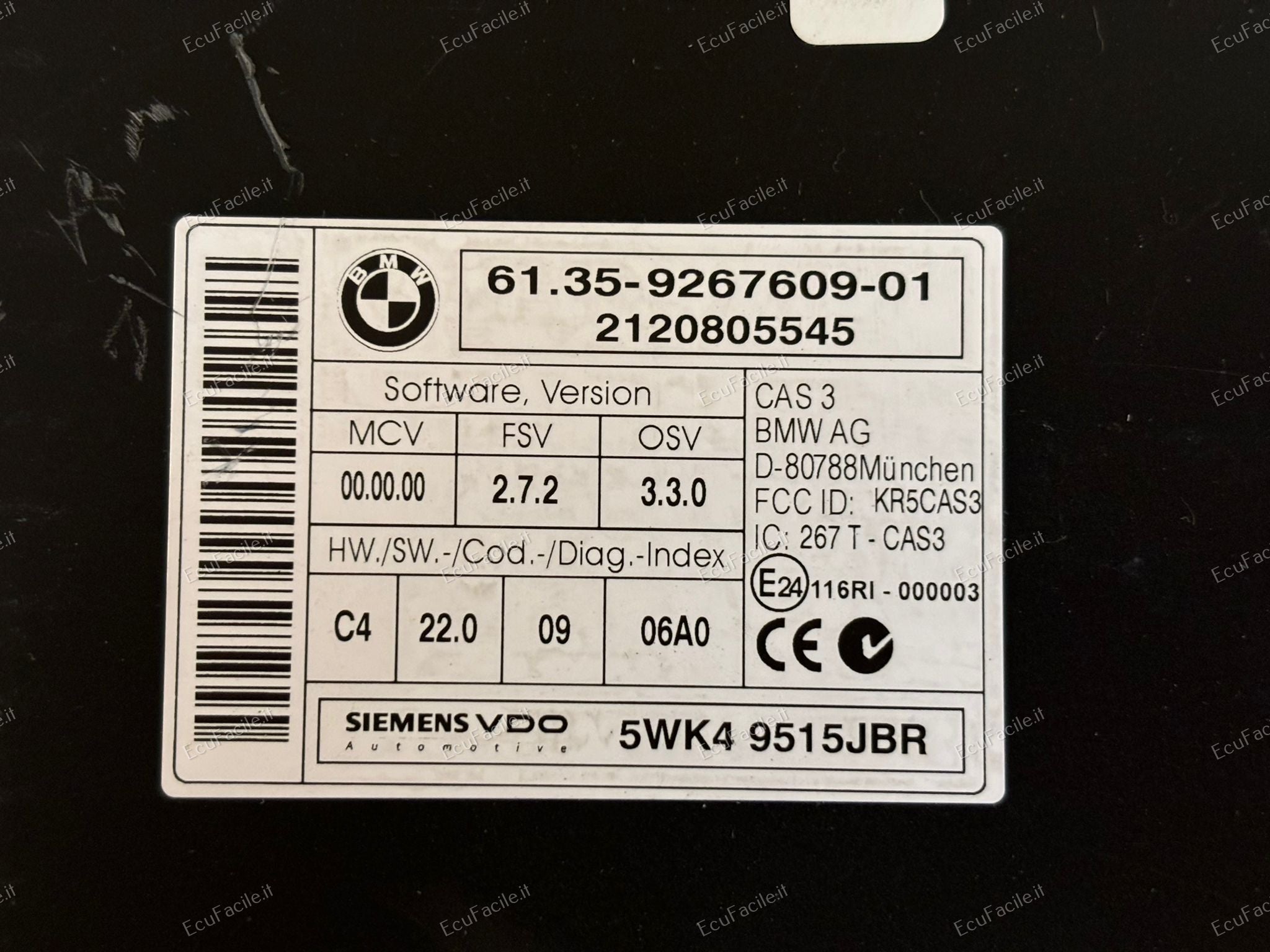 BODY COMPUTER MİNİ COOPER S R57 CAS3 61.35-9267609-01 BMW SIEMENS