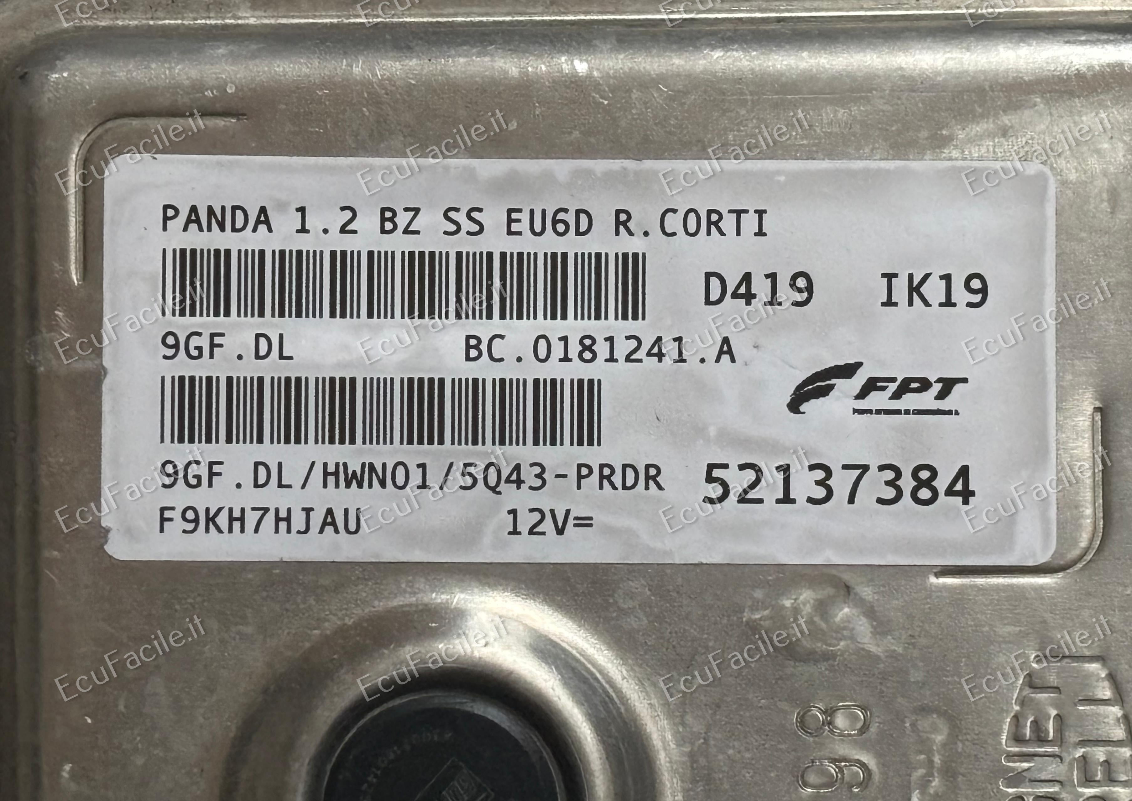 KIT COMPLETO NUOVA PANDA 1.2 BZ SS 9GF.DL 52137384 52206906 503006041309