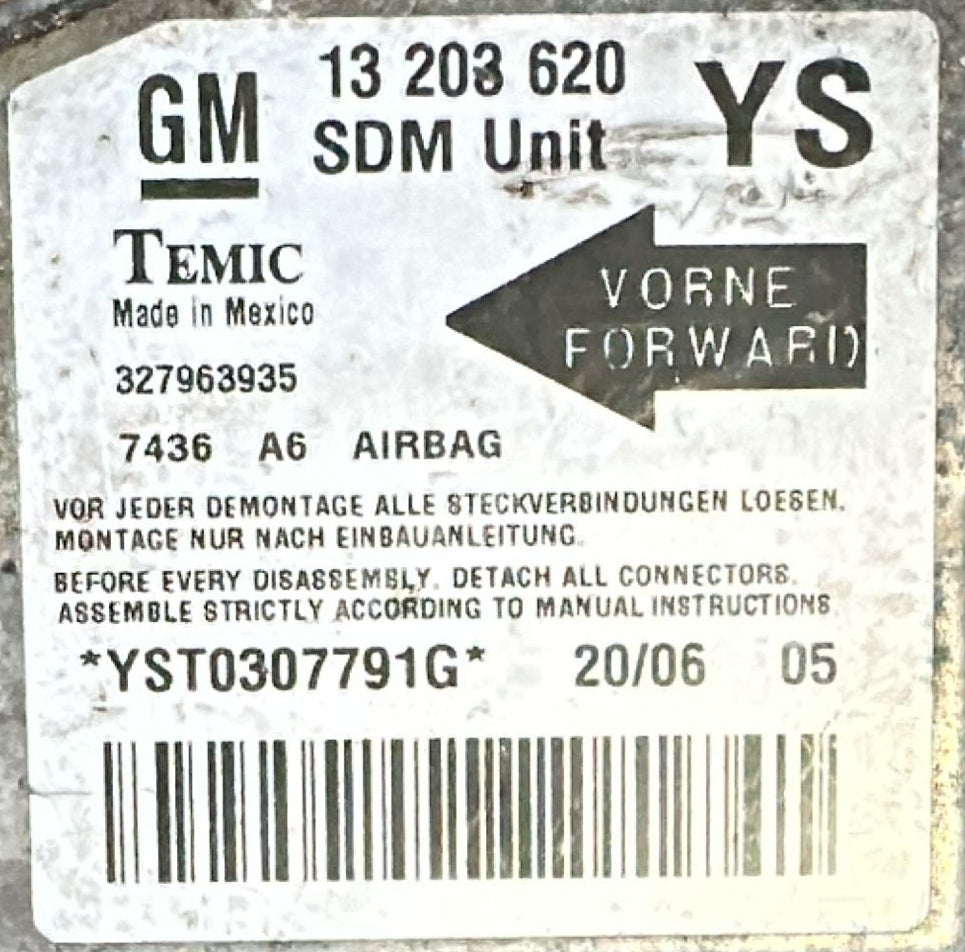 CENTRALINA AIRBAG OPEL Meriva 1° Serie  Opel Zafira 13203620 Temic 327963935