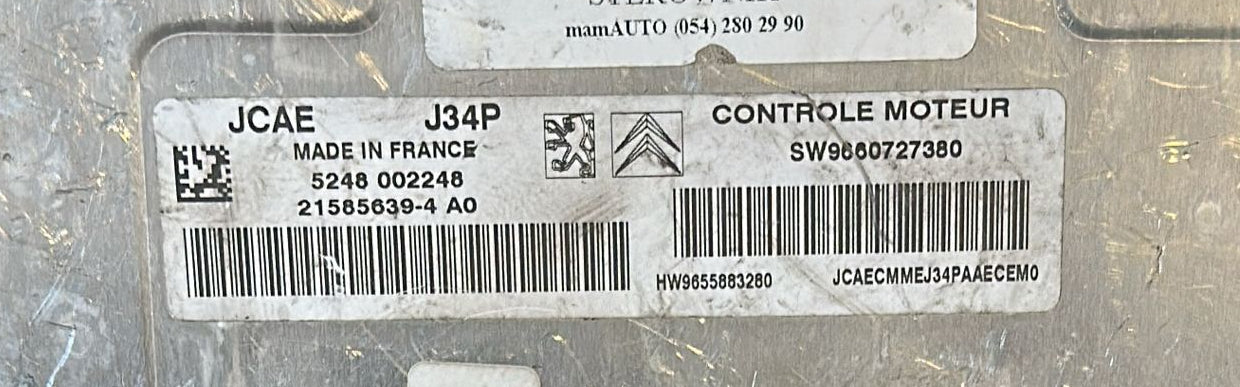 JCAE J34P 21585639-4 A0 Centralina JONSON CITROEN PEUGEOT SW9660727380 1007 1.4 benzina (KFV) hw9655883280