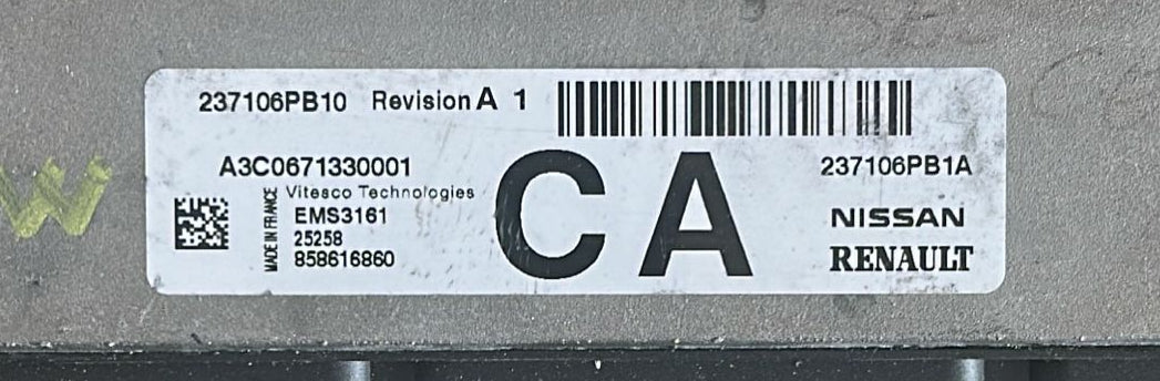 Centralina motore EMS3161 NISSAN 237106PB1A A3C0671330001 star 9 237106PB1A