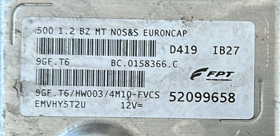 CENTRALINA ECU PER FIAT 500 Serie 52099658 Benzina 1200 9GF.T6 BC.0158366.C HW003 NOS&S;