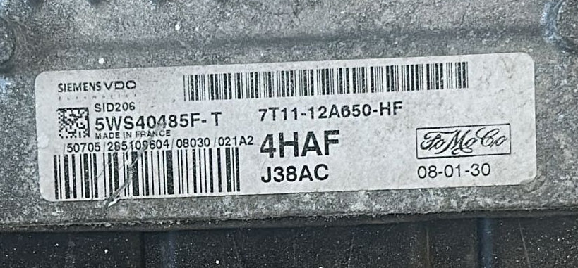 Ecu SIEMENS VDO CONTINENTAL SID206 5WS40485F-T FORD TOURNEO CONNECT 1.8 TDCI 90HP 7T11-12A650-HF 4HAF