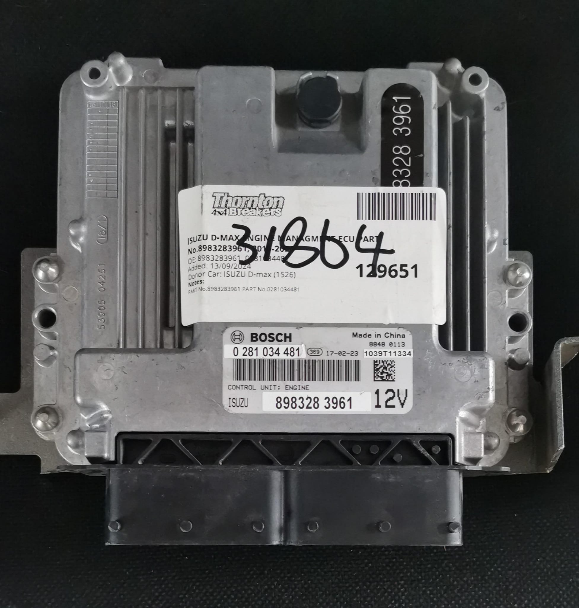 Centralina motore ISUZU D-MAX II 1.9 DDI 0281034481 8983283961 EDC17C83