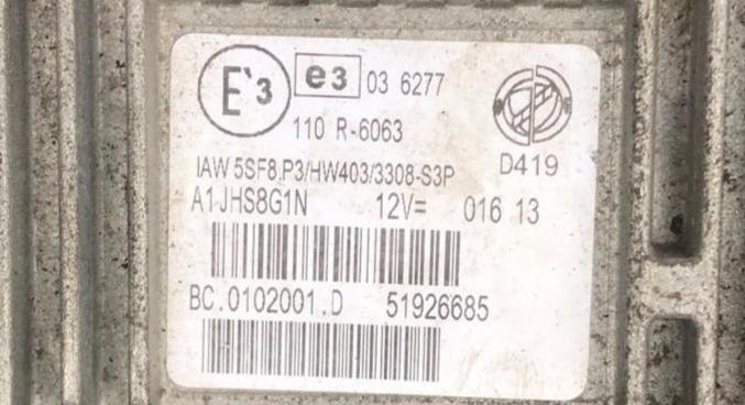 ECU QUBO FIAT 500  IAW 5SF8.P3 HW403 51868984 metano