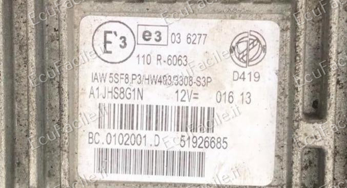 ECU QUBO FIAT 500  IAW 5SF8.P3 HW403 51926685