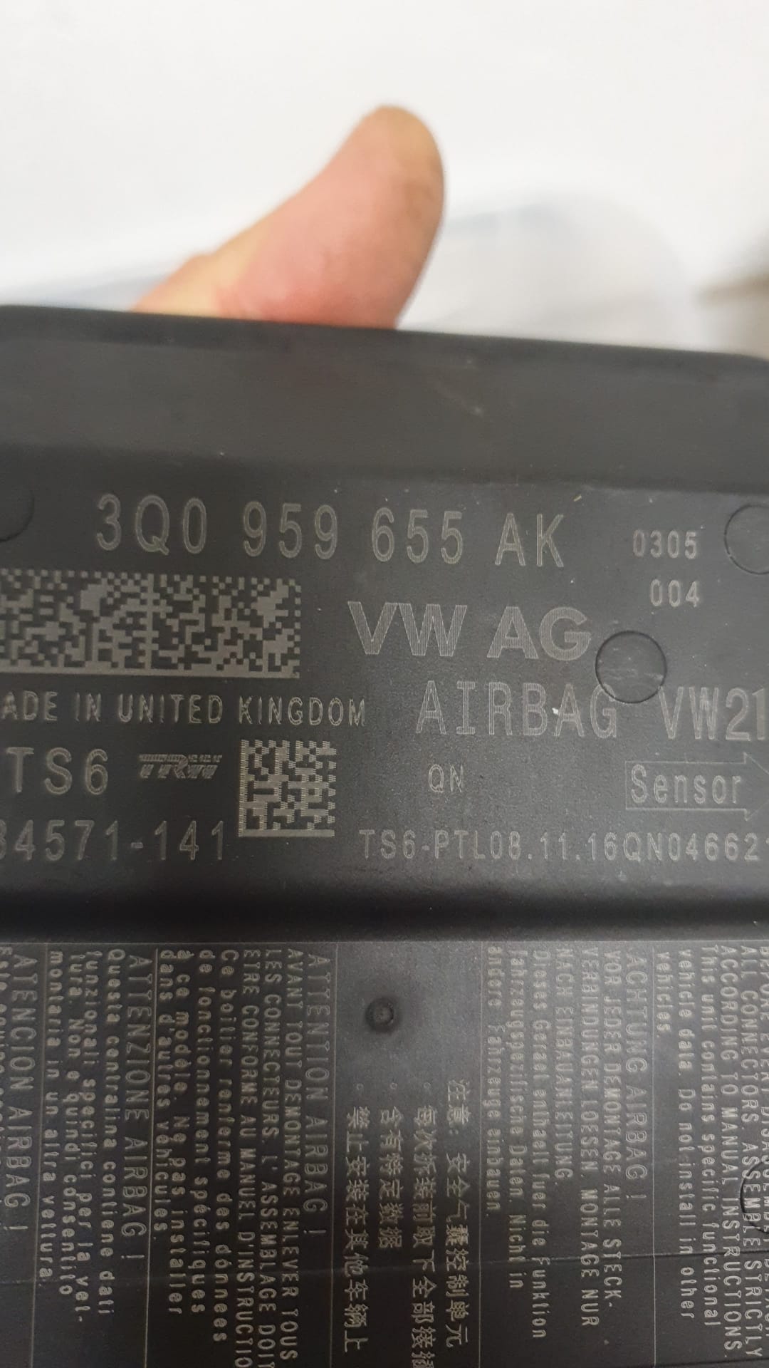 Airbag 3Q0 959 655 AK (3Q0959655AK) / 3Q0 959 655 AK SW0306 HW004