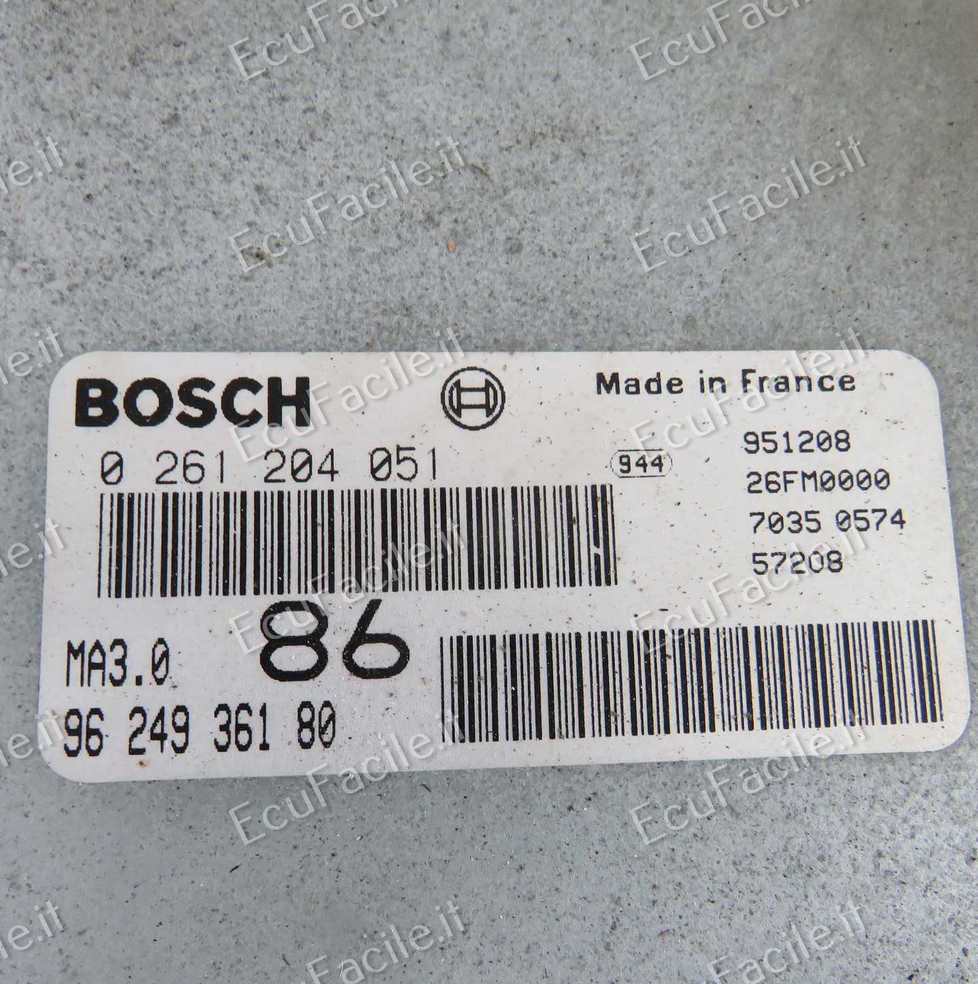 Centralina Motore ECU Peugeot 106 / Citroën 1.0 – Bosch 0261204051 / 9624936180