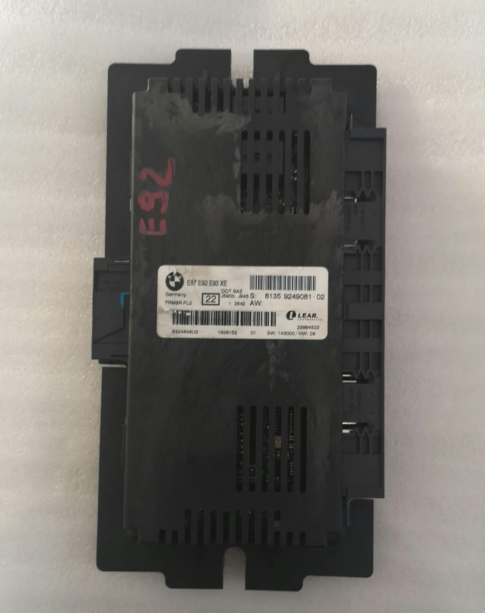 BMW E87 E92 E93 XE FRM3R PL2 6135 9249081-02 LEAR 23994322 5324848U2 1929152 01 SW: 143000/HW: 08