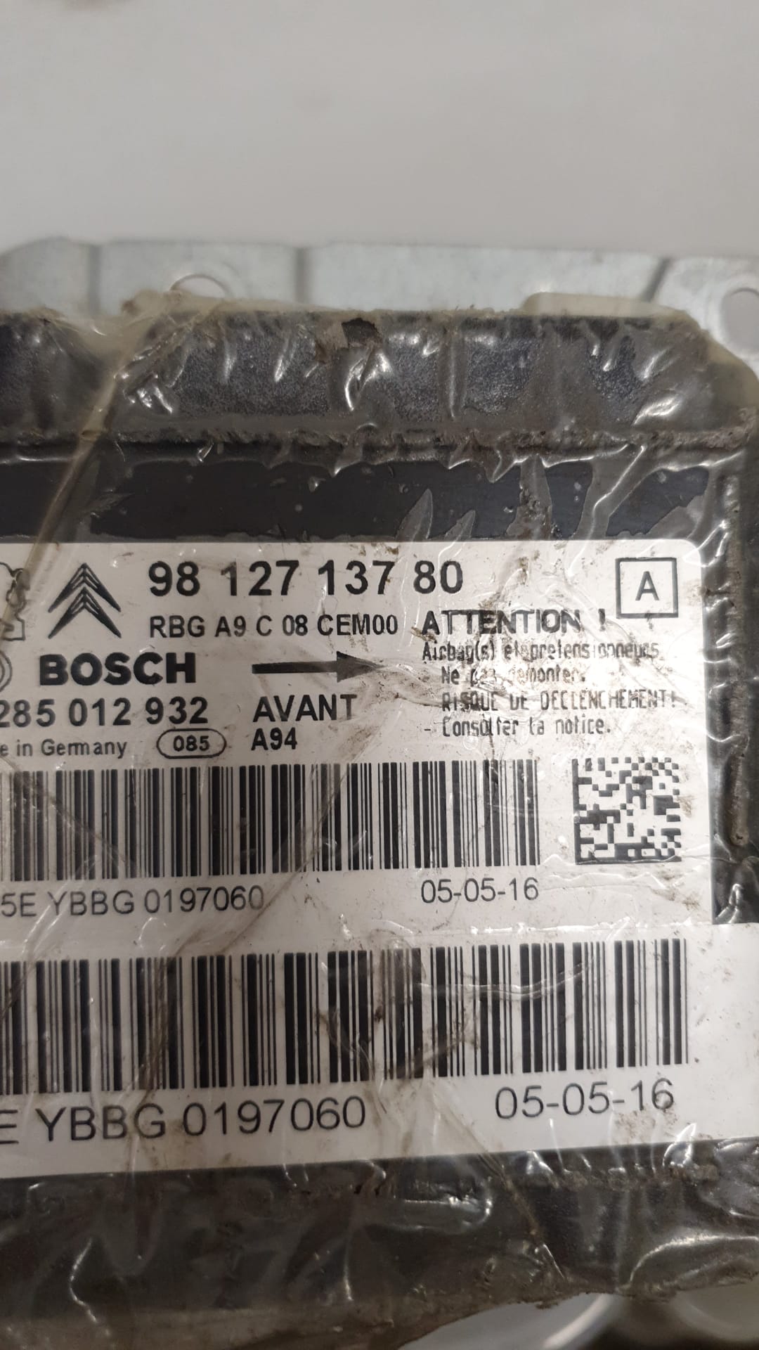 ECU AIRBAG PEUGEOT CITROEN 9812713780 0285012932