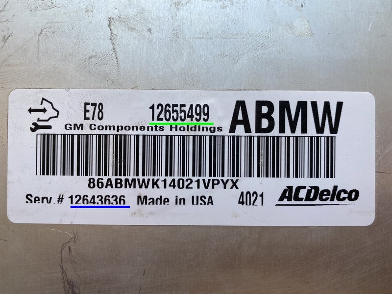 ECU Chevrolet Aveo Cruze AC DELCO 12655499 ABMW 12643636 E78