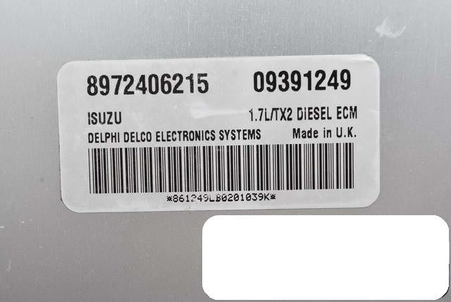 ECU OPEL ASTRA CORSA 1.7 DTI DELPHI 09391249 ISUZU 8972406215