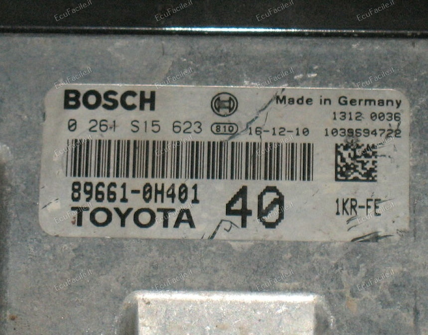 Ecu centralina motore toyota 0261s15623 89661-0h401 1kr-fe ME 17.9.52