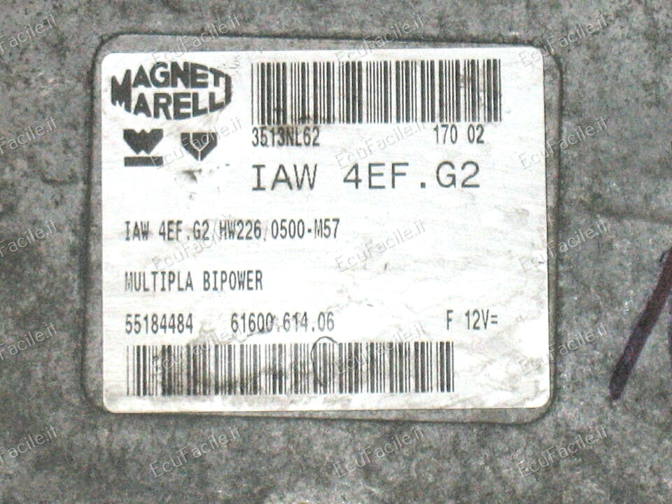 ECU FIAT MULTIPLA BIPOWER 1.6 IAW 4EF.G2 55184484 HW226