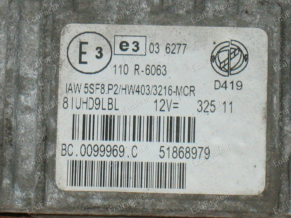 Ecu fiat grande punto gpl 1.4 IAW 5SF8.P2 HW403 51868979