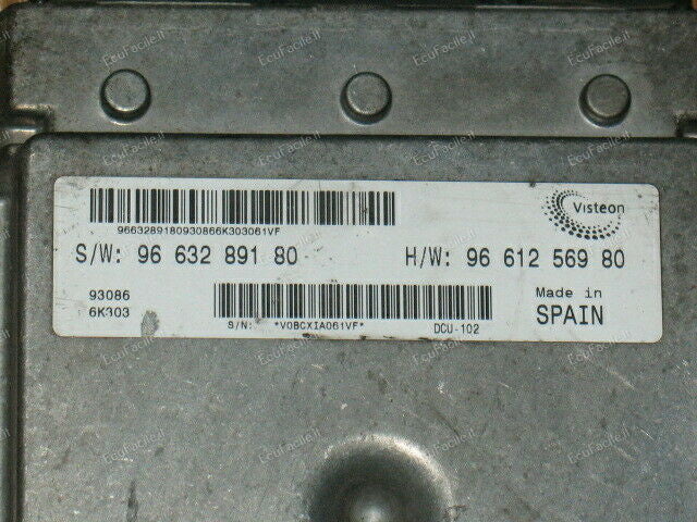 ECU DUCATO BOXER JUMPER 2.2 SW 9663289180 HW 9661256980 DCU102