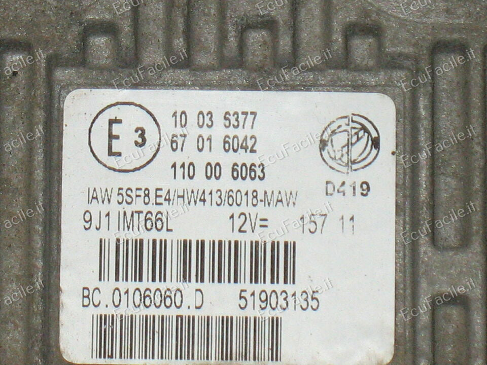 ECU PUNTO 500 1.4 GPL IAW 5SF8.E4 HW413 51903135