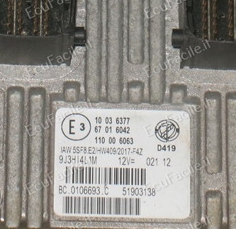 ECU CENTRALINA FIAT 500 1.2 IAW 5SF8.E2 HW409 51903138