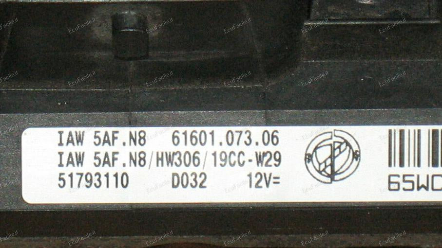ECU FIAT LANCIA IAW 5AF.N8 51793110 HW306 IAW5AF.N8 VERGINE