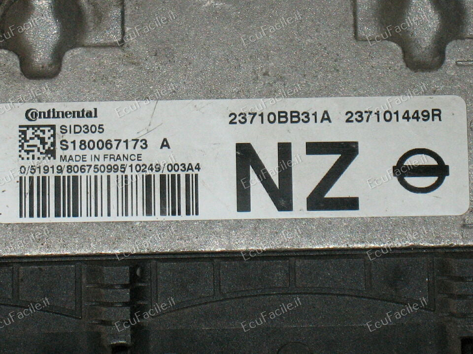 Centralina ECU Motore Nissan Qashqai 1.5 DCI 2010-2013 | CONTINENTAL SID305 | S180067173A | 23710BB31A-NZ