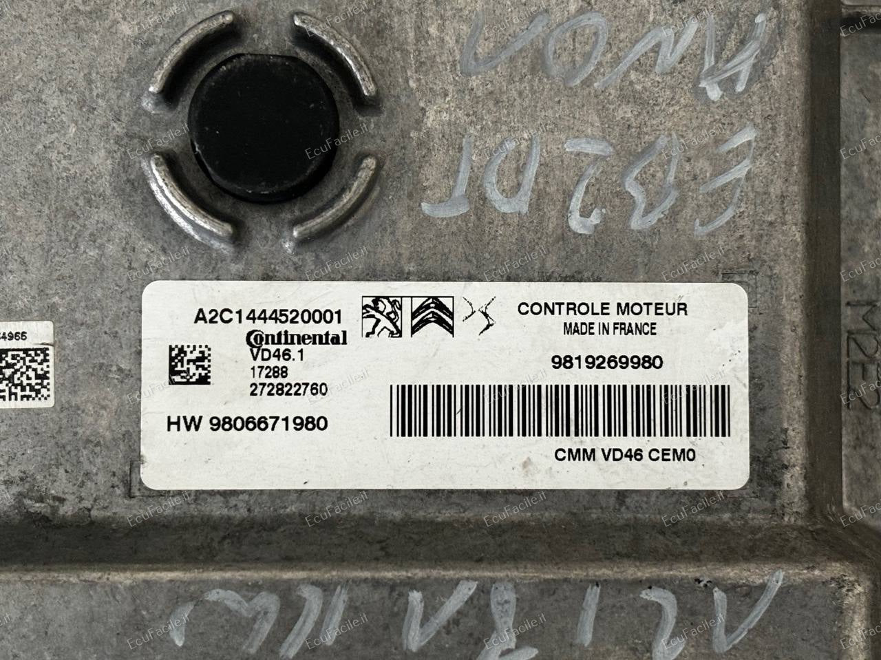 VALEO VD46.1 PEUGEOT CITROEN 9818160080 HW9806671980 V29080084A