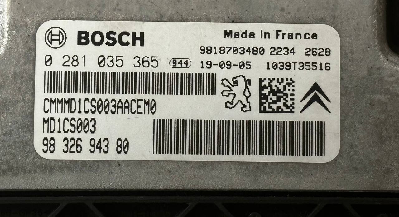 ECU BOSCH 0281035365 Peugeot 3008 5008 1.5 BlueHDI 9832694380 MD1 EDC 16C34