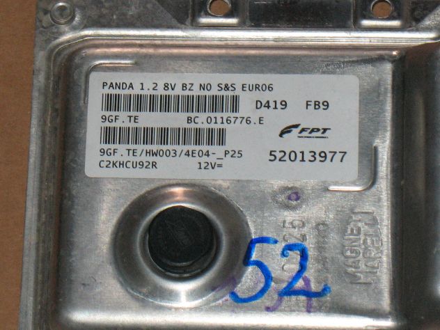 Ecu fiat panda 1.2 8v benzina marelli 52013977 9GF.TE EURO 6