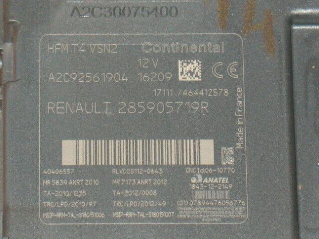 Ecu lettore card clio captur a2c92561904 285905719r hfmt4vsn2