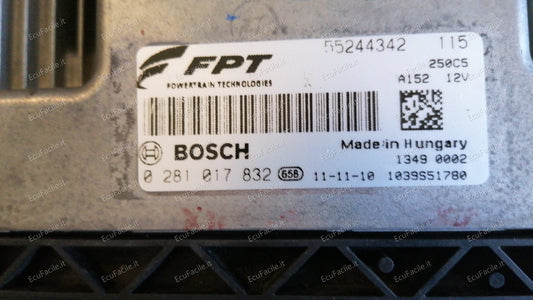 ECU FIAT DUCATO 2.8 JTD FPT 0281017832 55244342  EDC 17C49-3.52