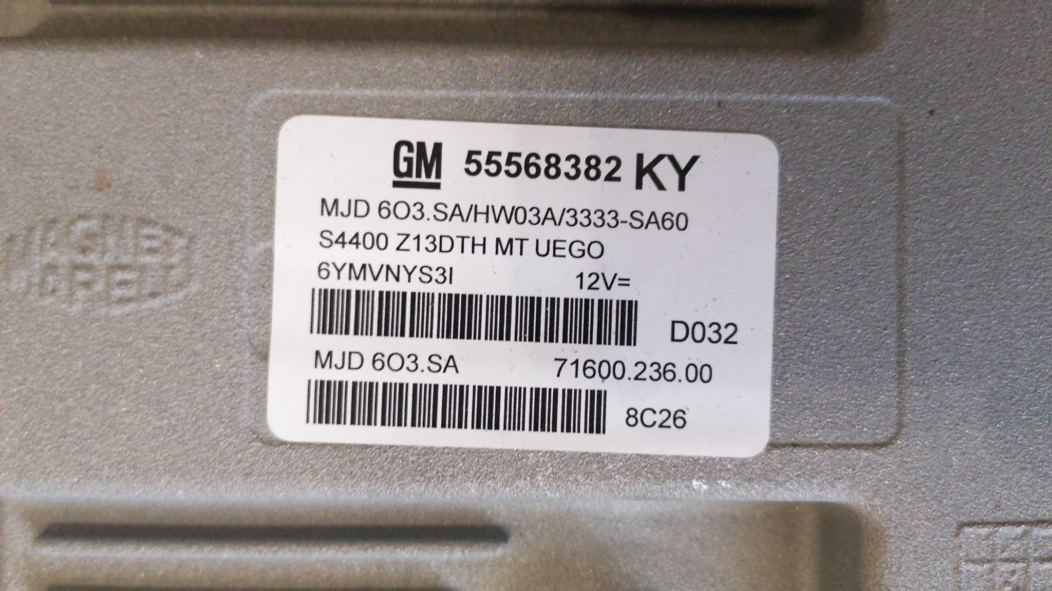 ECU CENTRALINA OPEL CORSA D 1.3 55568382 KY HW03A MJD 603.SA