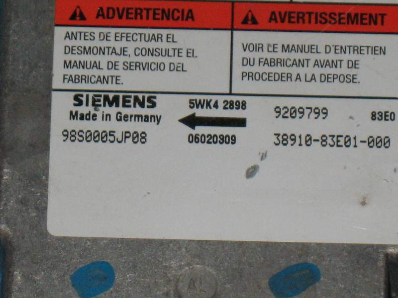 Ecu airbag siemens opel agila 5wk42898 98s0005jp08