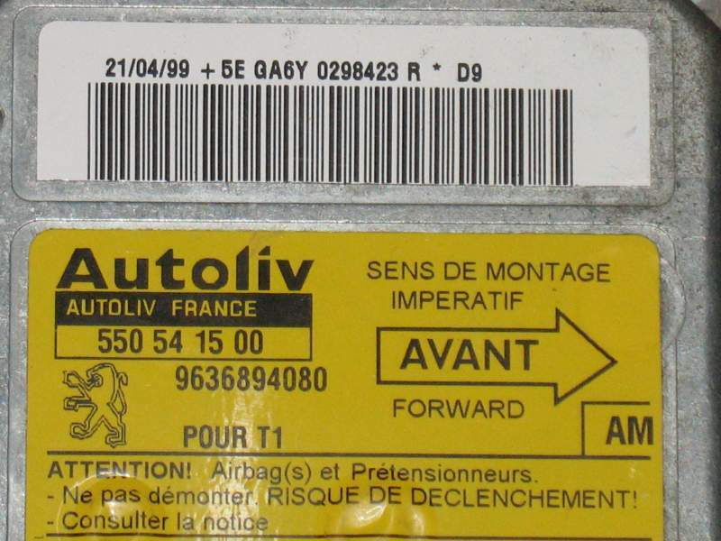 Peugeot 206 Air Bag ECU 550541500 1998-03 9636894080 AX