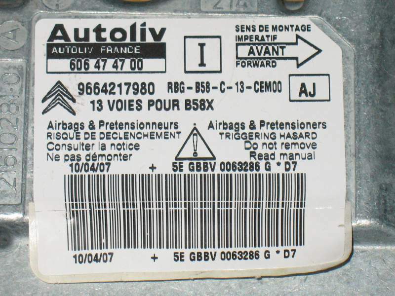 ECU AIRBAG Citroen C4 9664217980 Autoliv 606474700