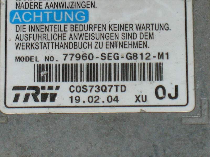 Honda Accord airbag 95320 77960-SEF-G812-M1 TRW 77960SEGG822M1