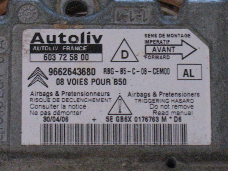 ECU AIRBAG CITROEN C4 Coupé Autoliv 603725800 9662643680