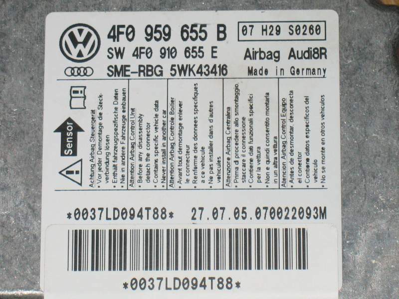 ECU AIRBAG MODULE AUDI A6 C6 ,4F0959655B, 4f0910655e