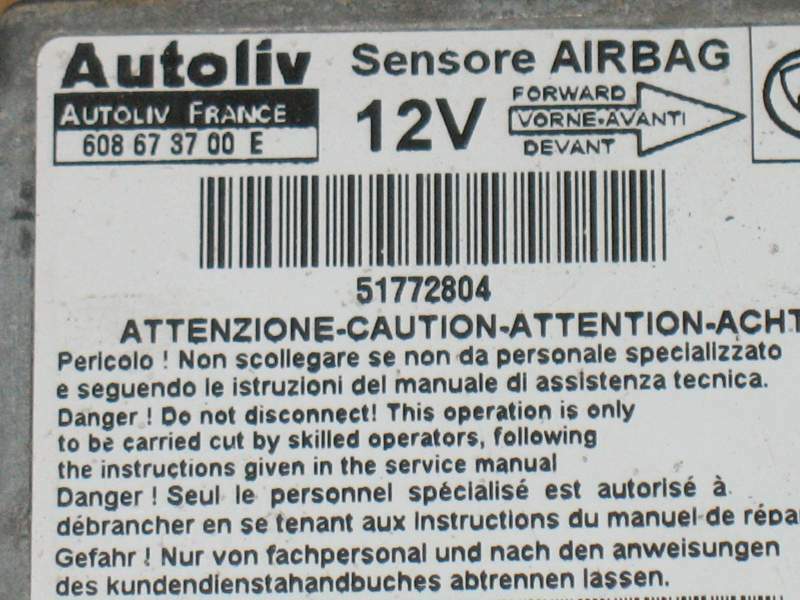 ECU AIRBAG Fiat Doblo 608673700E Autoliv 51772804 608673700G