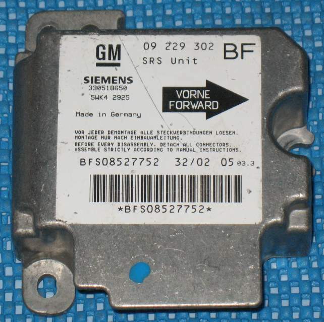 ECU AIRBAG OPEL ASTRA 5WK42925 09229302 SRS UNIT BFS08527752