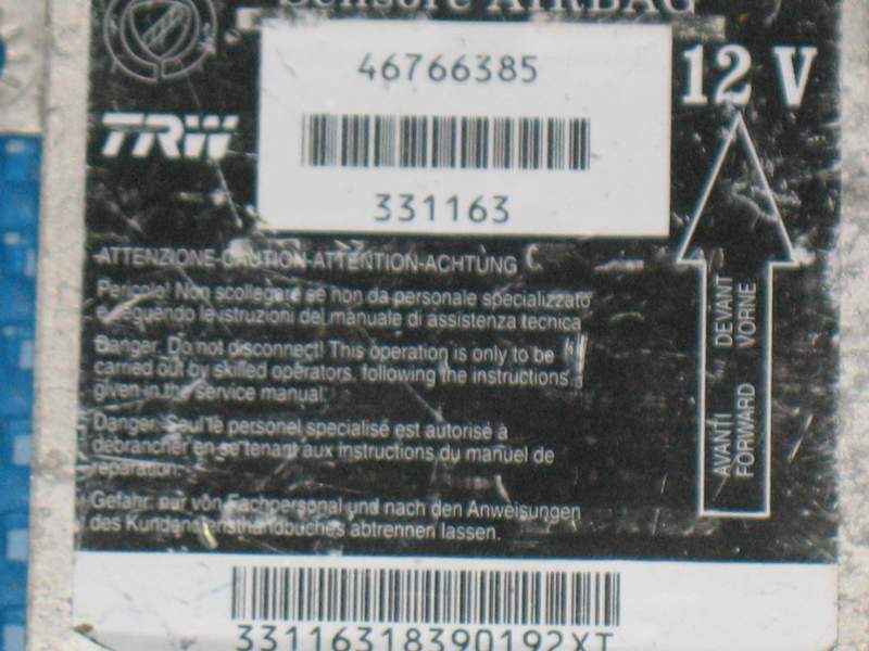 46766385 trw sensore centralina airbag fiat punto 331163 air bag