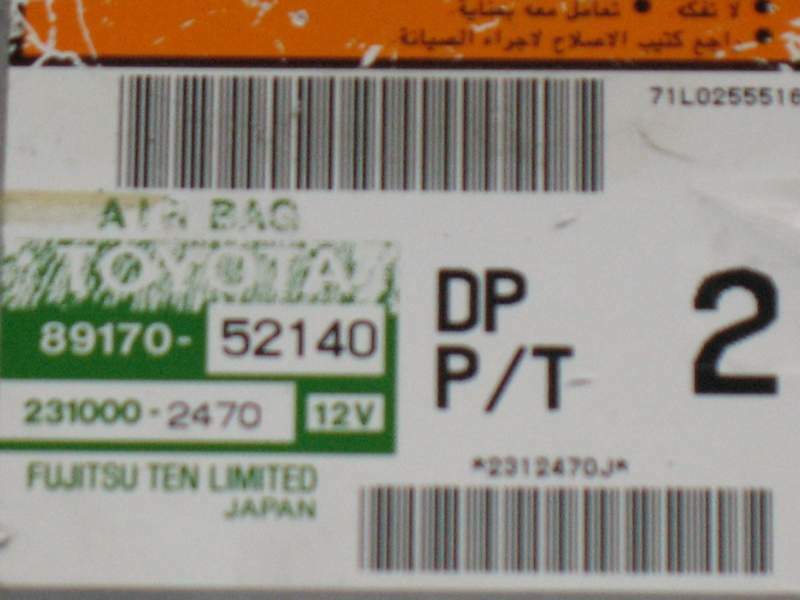ECU Airbag 89170-52140 231000-2470 Toyota Yaris Mk1 1999 2005
