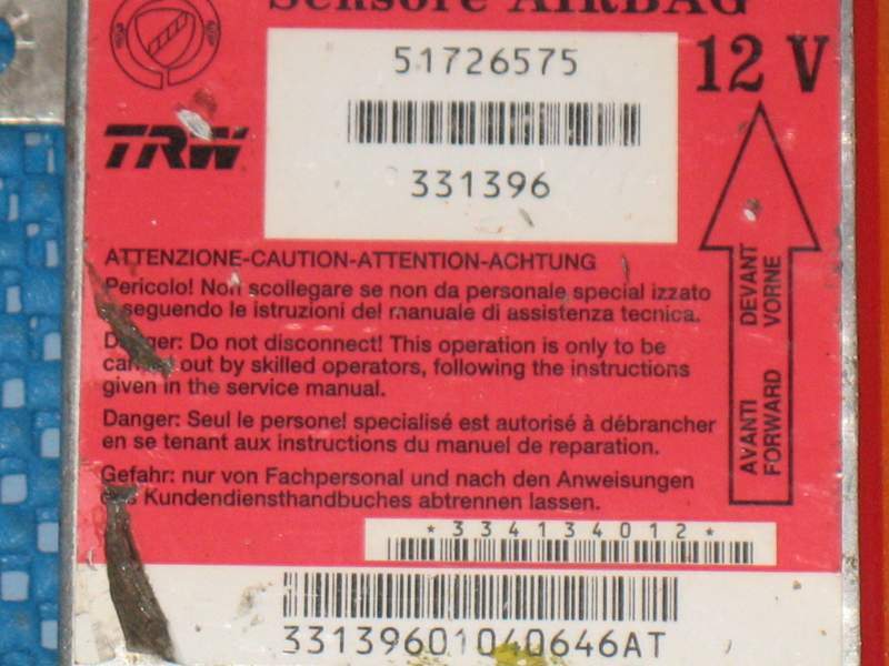 ECU AIRBAG FIAT PUNTO 188 ez2006 TRW 51726575 331396