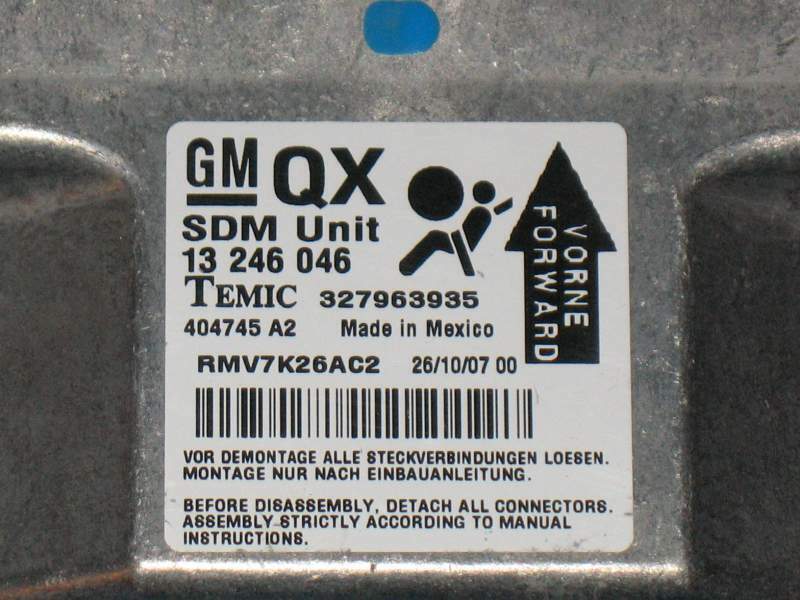 ECU AIRBAG GM 13246046 OPEL ZAFIRA B TEMIC 327963935