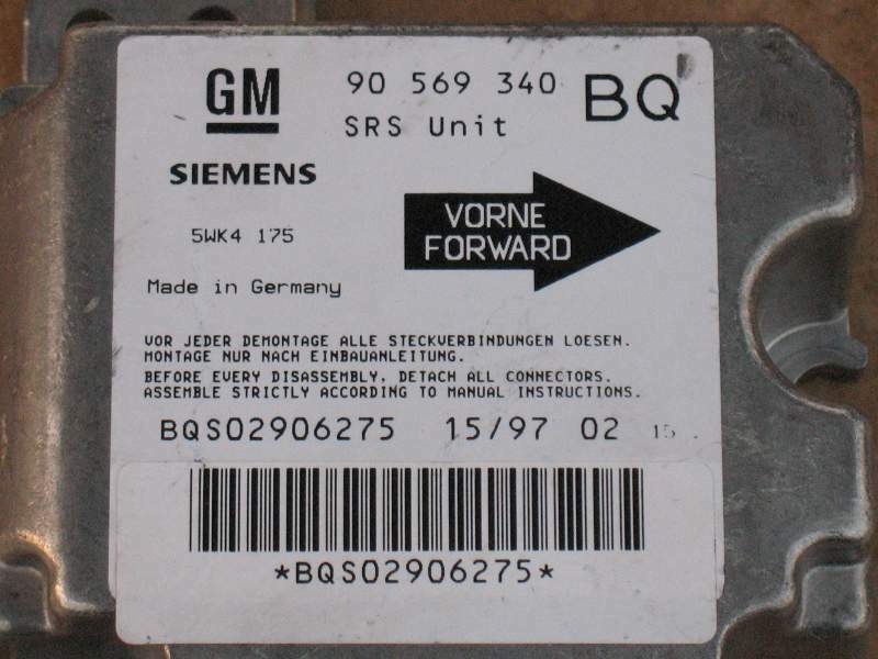ECU AIRBAG OPEL VECTRA B 90569340 BQ 5WK4 175