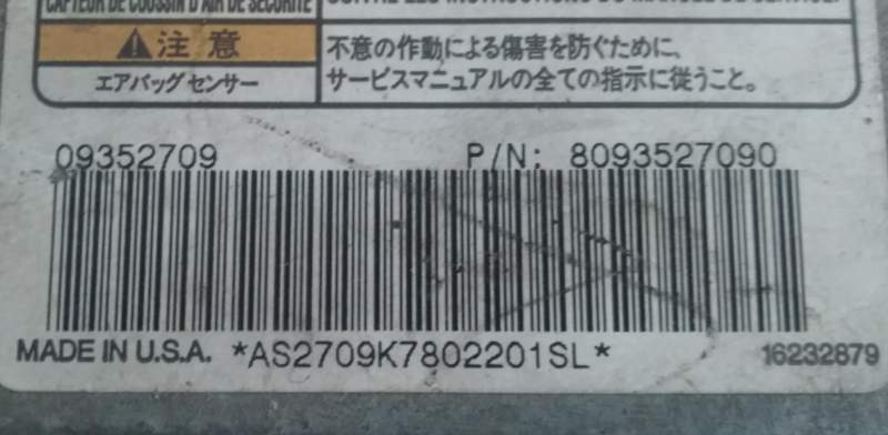 ECU Airbag Isuzu Trooper 8093527090 3.0 09352709