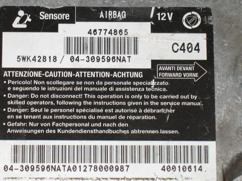 Airbag FIAT Multipla Typ 186 SIEMENS 5WK42818 46774865