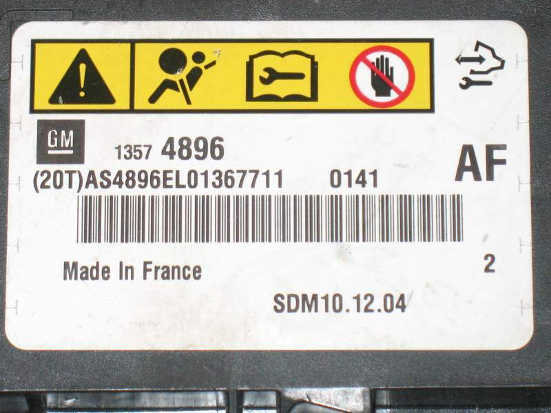 AIRBAG OPEL Insignia 2000 Diesel (2009) Astra J 13574896 AF sdm10.12.04