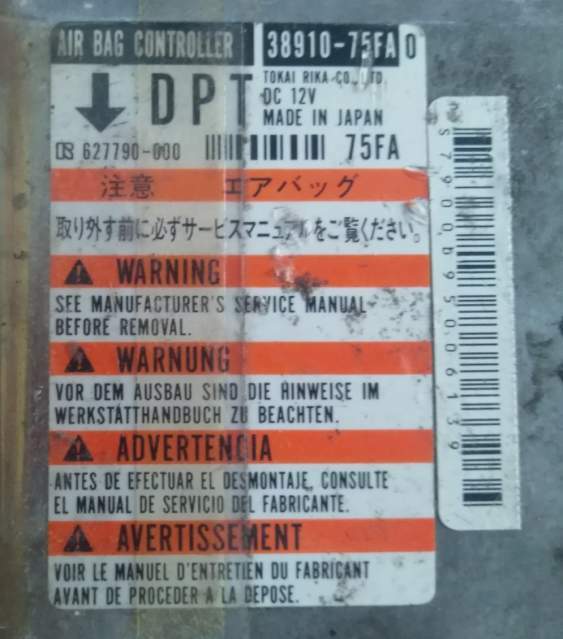 Airbag Centralita Suzuki Wagon R 3891075FA 627790000