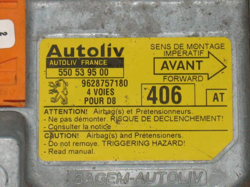 PEUGEOT 406 95-04 Autoliv Airbag ECU 550539500 9628757180